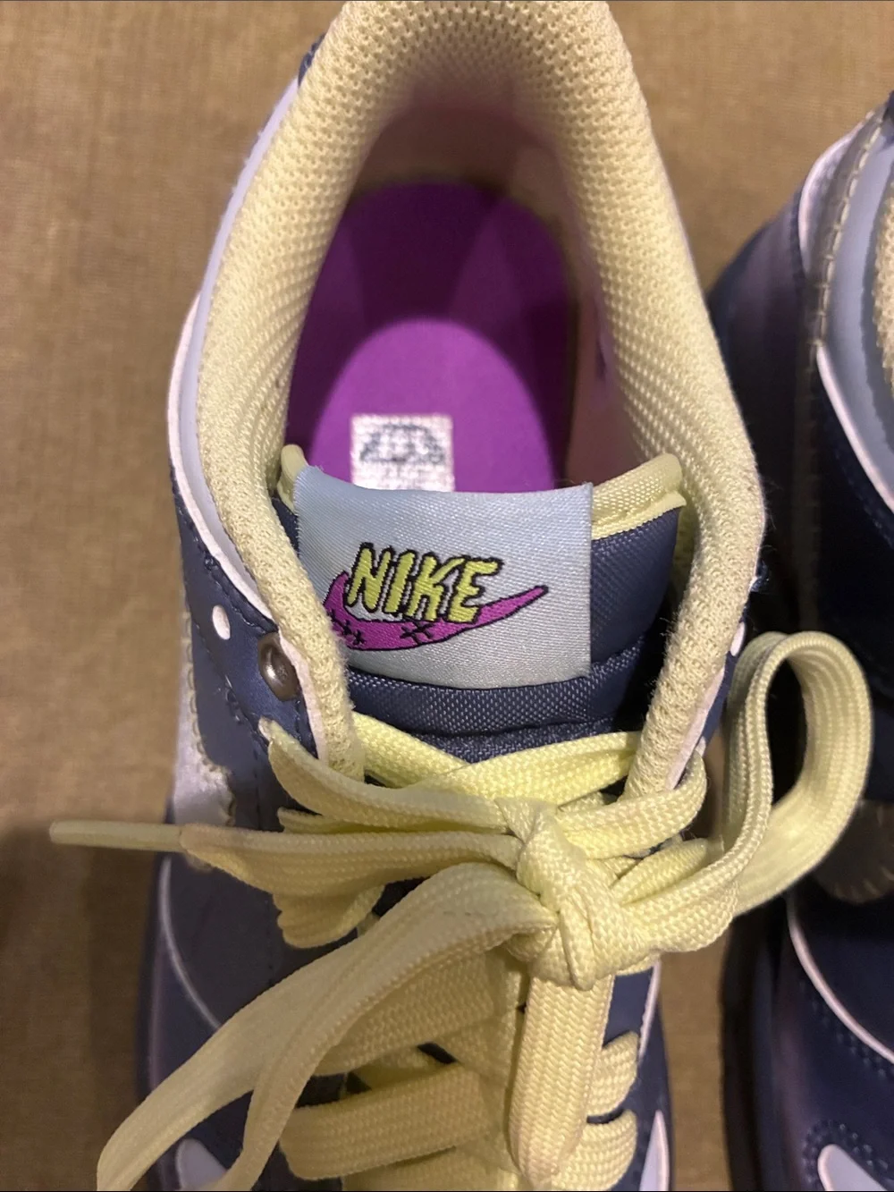 Nike Dink Low Kids Navy, White & Yellow Low-Top Sneakers with Purple Inners